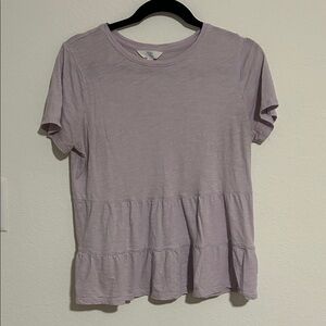 Time and Tru Lilac Short Sleeve Ruffle Top